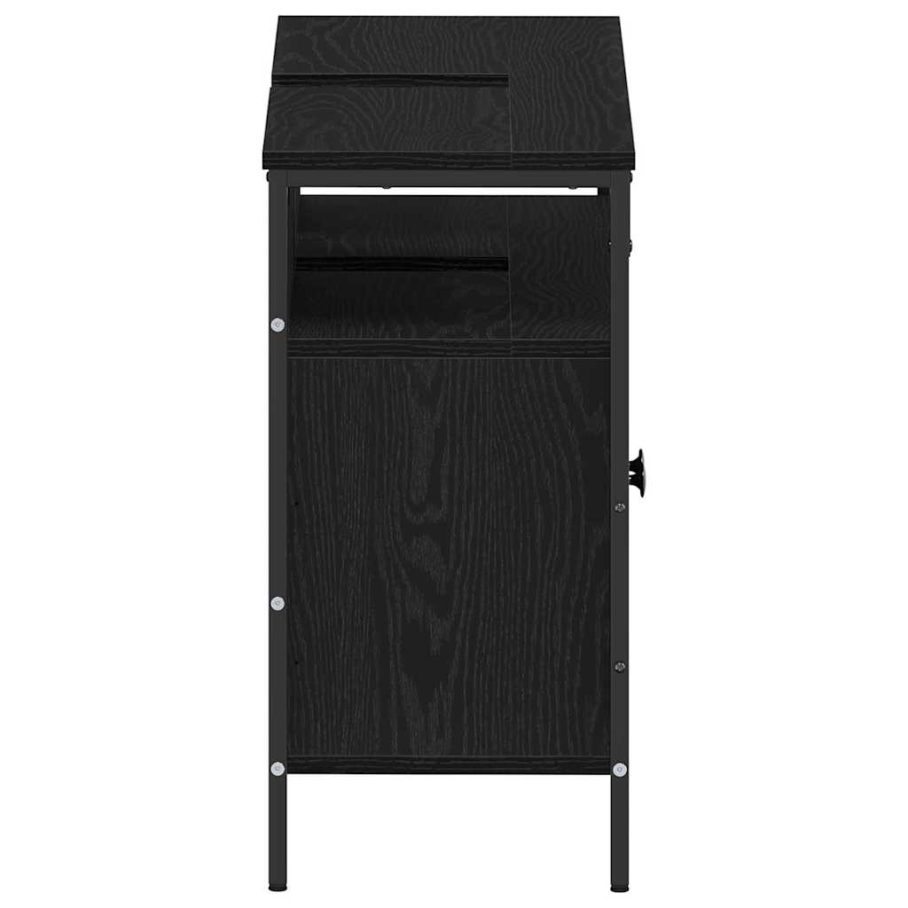 Waschbeckenschrank mit Tür Schwarz Eichen-Optik 80 x 30 x 60 cm