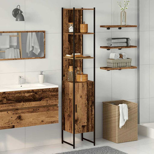 Badezimmer Schrank Altholz 33x33x185,5 cm Ingenieurholz