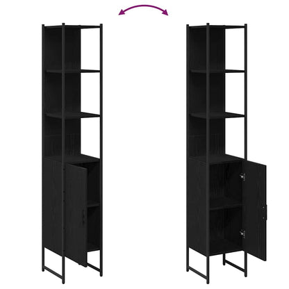 Badezimmer Schrank mit Regal Schwarze Eiche 33 x 33 x 185.5 cm