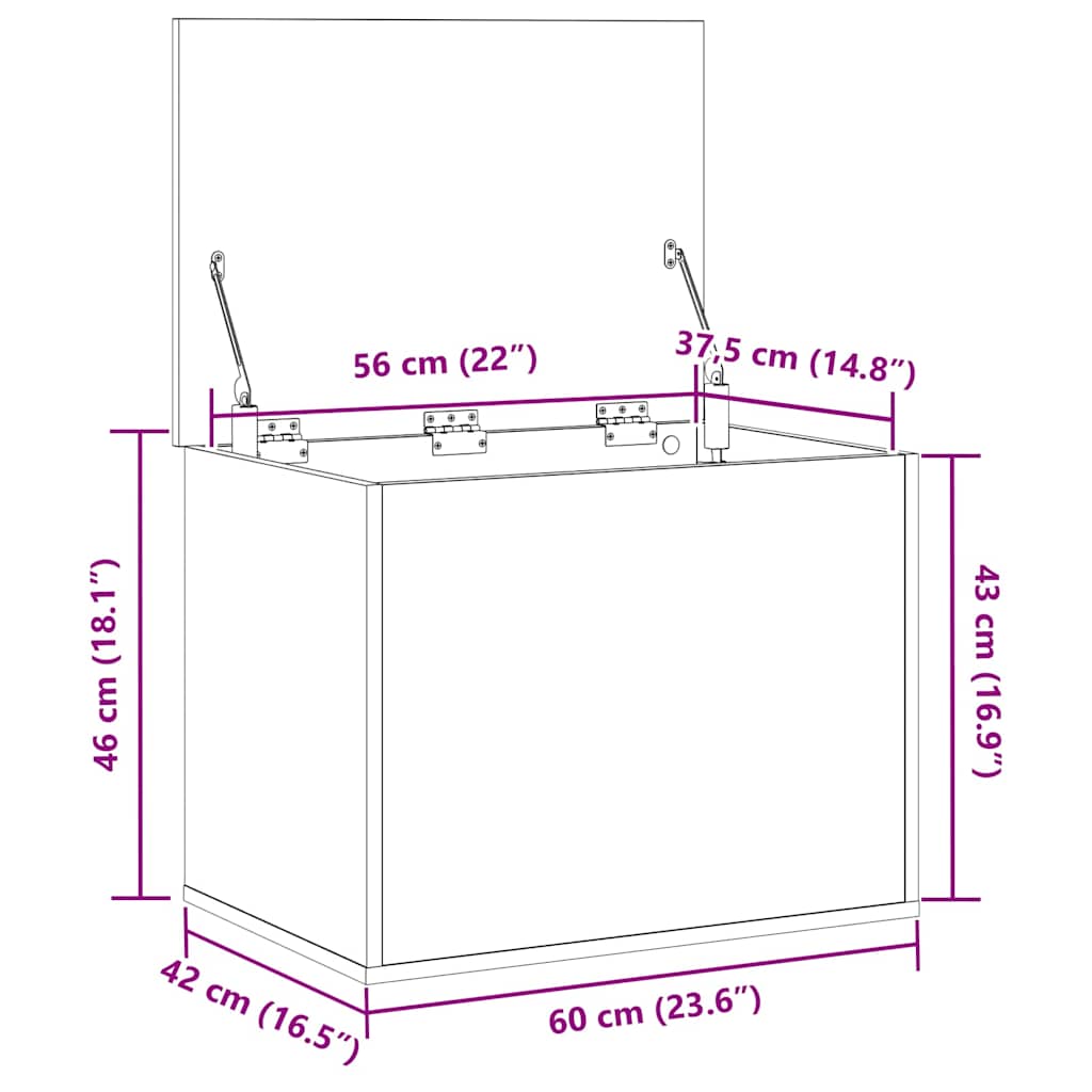 Aufbewahrungsbox Eiche handwerklich 60 x 42 x 46 cm