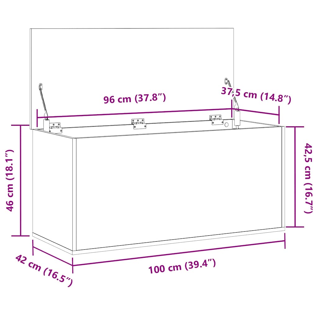 Aufbewahrungsbox Schwarze Eiche 100 x 42 x 46 cm Holzwerkstoff