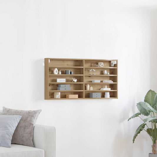 Vitrinenschrank mit Regal Eiche handwerklich 100 x 8.5 x 50 cm