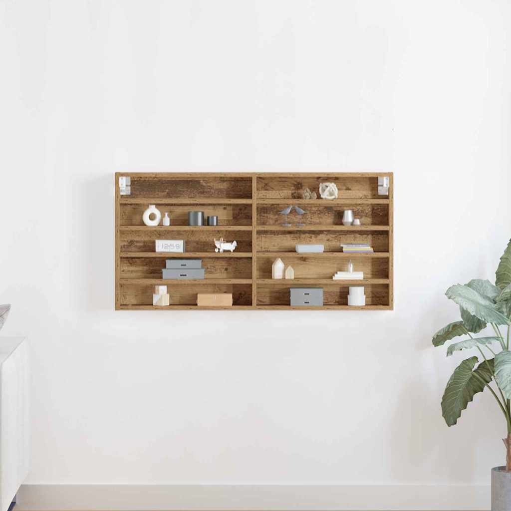 Vitrinenschrank mit Regal Eiche handwerklich 100 x 8.5 x 50 cm
