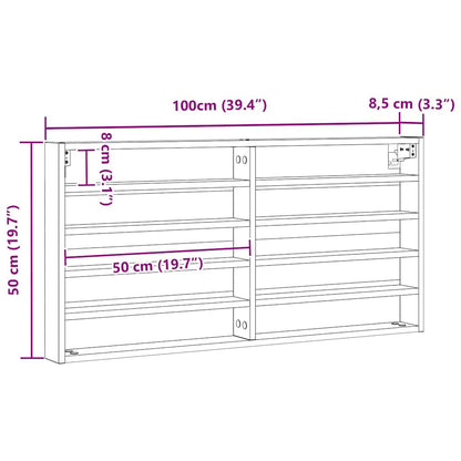 Vitrinenschrank mit Regal Eiche handwerklich 100 x 8.5 x 50 cm