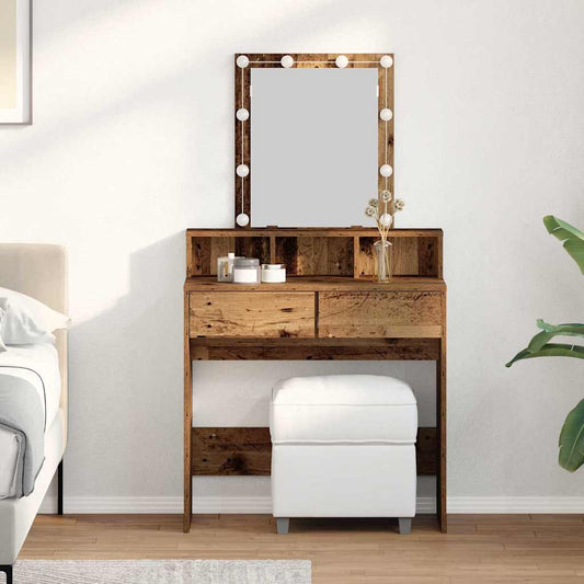 Schminktisch mit Regal Altholz 80 x 41 x 144,5 cm Holzwerkstoff