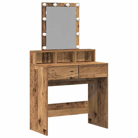Schminktisch mit Regal Altholz 80 x 41 x 144,5 cm Holzwerkstoff