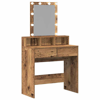 Schminktisch mit Regal Altholz 80 x 41 x 144,5 cm Holzwerkstoff