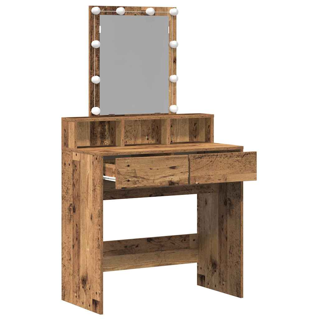 Schminktisch mit Regal Altholz 80 x 41 x 144,5 cm Holzwerkstoff