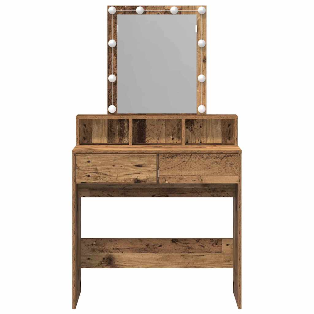 Schminktisch mit Regal Altholz 80 x 41 x 144,5 cm Holzwerkstoff
