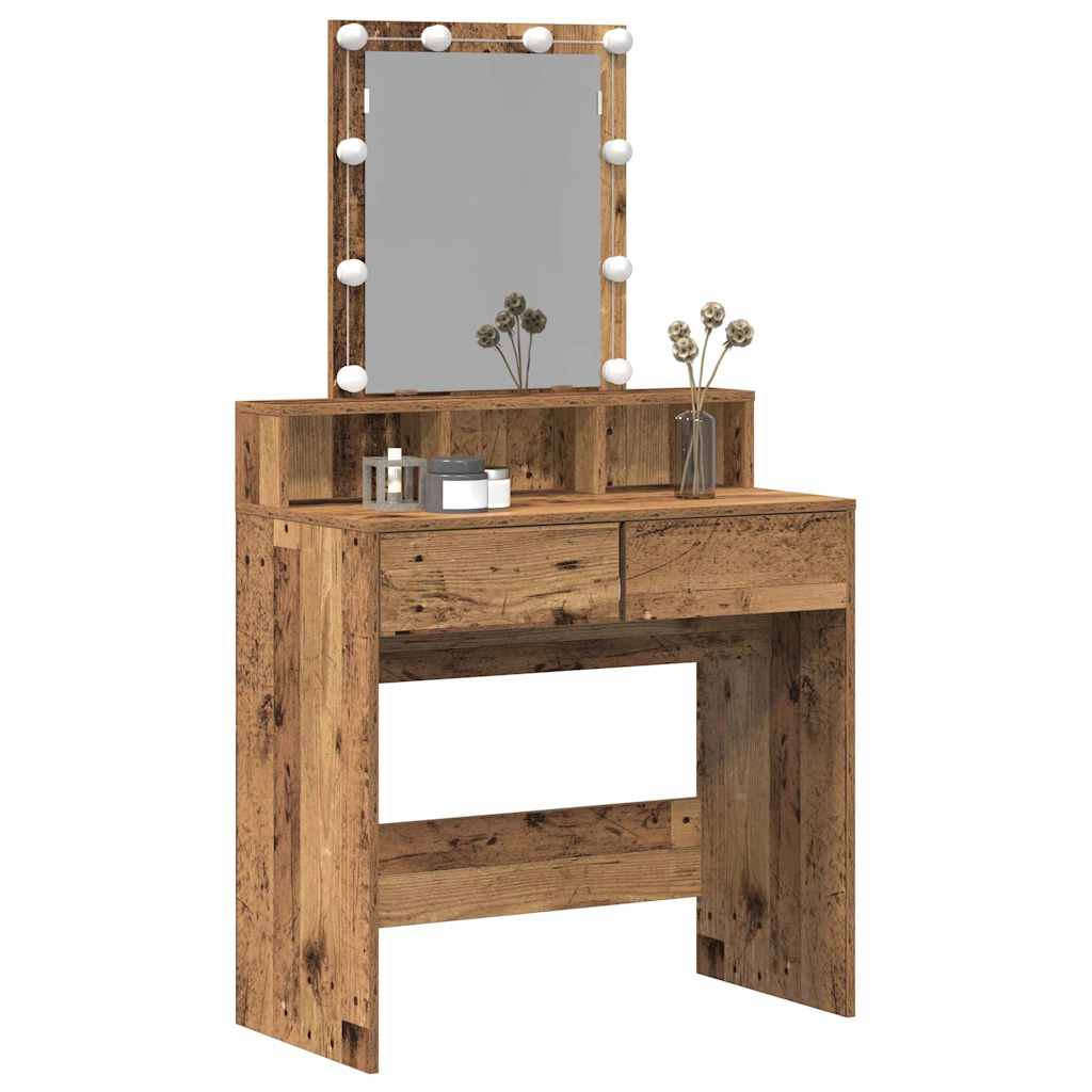 Schminktisch mit Regal Altholz 80 x 41 x 144,5 cm Holzwerkstoff