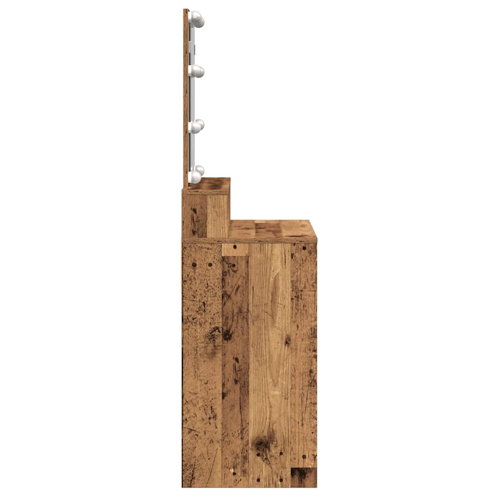 Schminktisch mit Regal Altholz 80 x 41 x 144,5 cm Holzwerkstoff