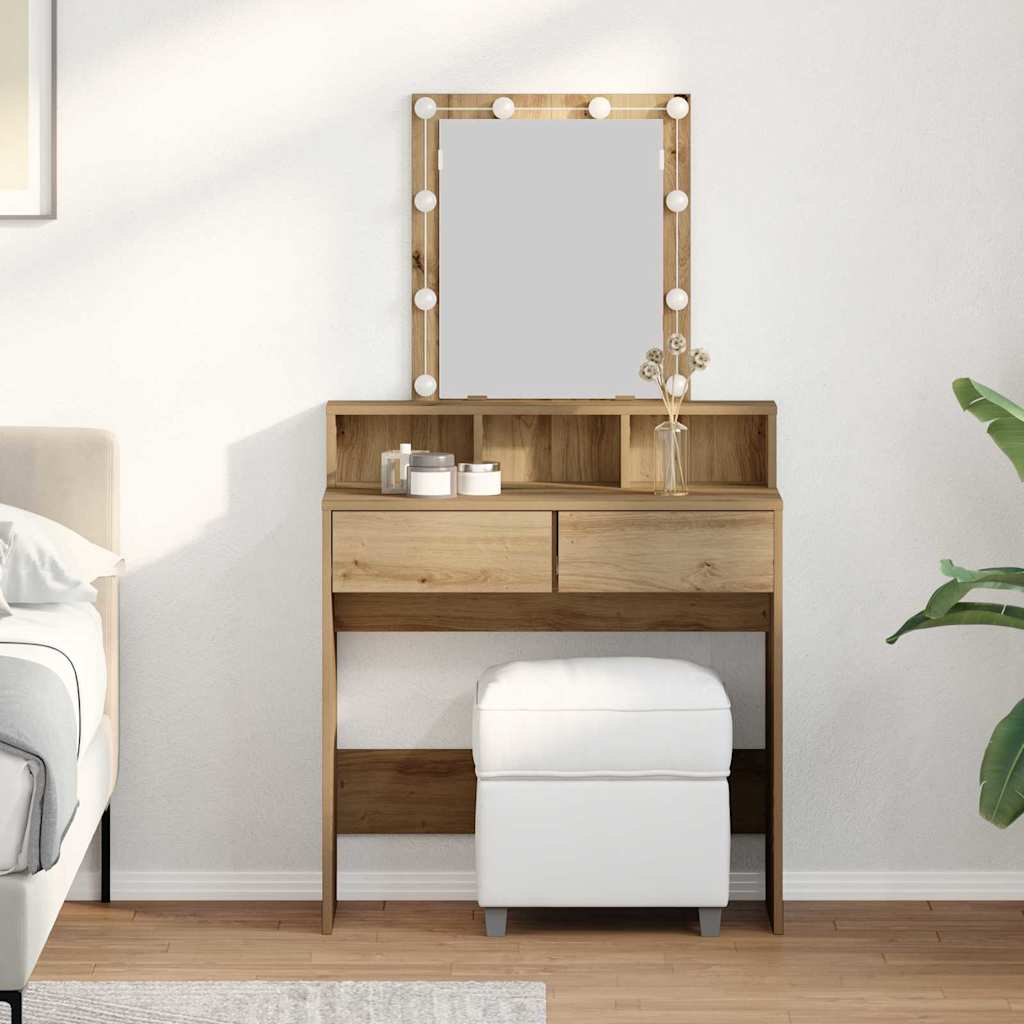 Schminktisch mit Regal Eiche handwerklich 80 x 41 x 144,5 cm
