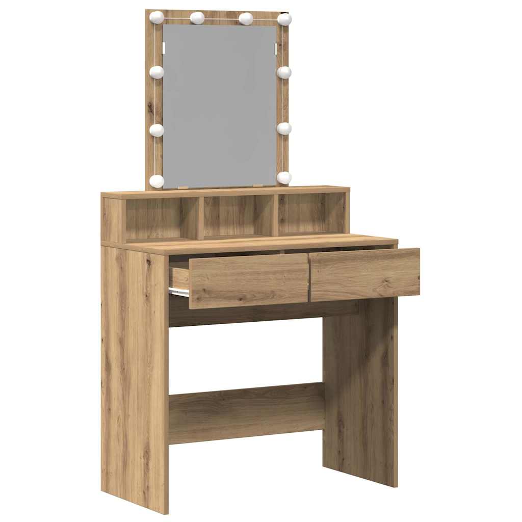 Schminktisch mit Regal Eiche handwerklich 80 x 41 x 144,5 cm