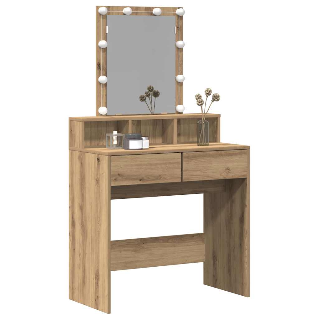 Schminktisch mit Regal Eiche handwerklich 80 x 41 x 144,5 cm