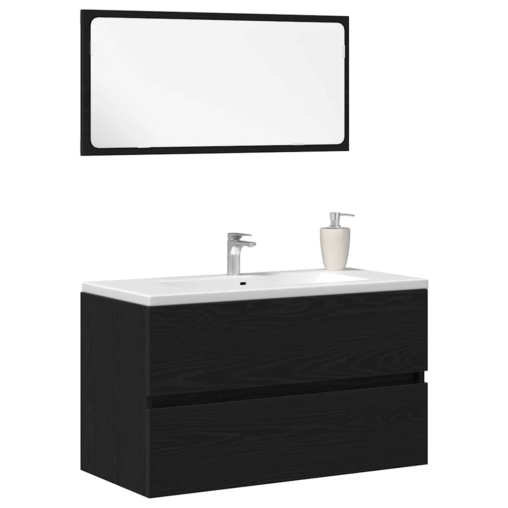 Badezimmermöbel-Set 2 pcs Schwarze Eiche 80 x 38.5 x 45 cm
