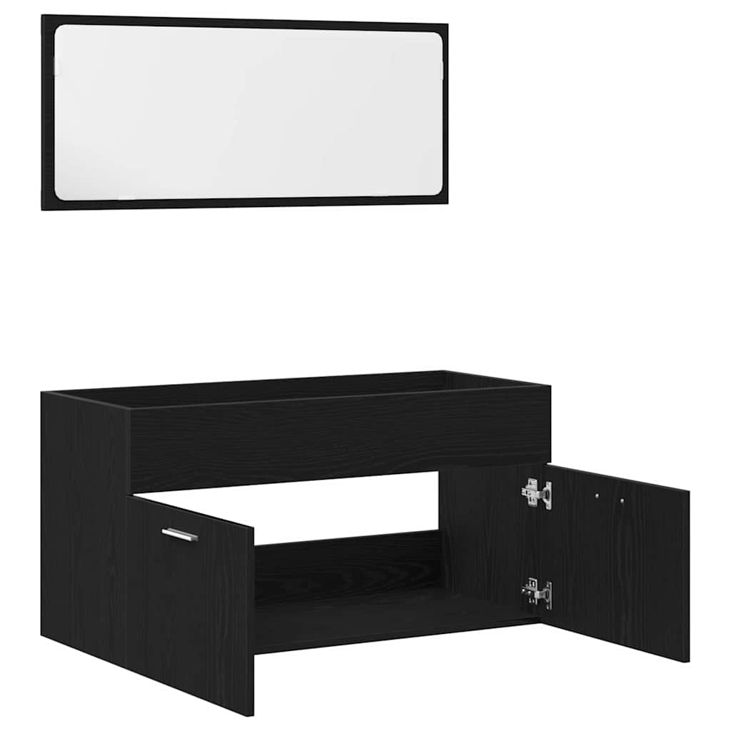 Badezimmermöbel-Set 2 pcs Schwarze Eiche 90 x 38.5 x 46 cm