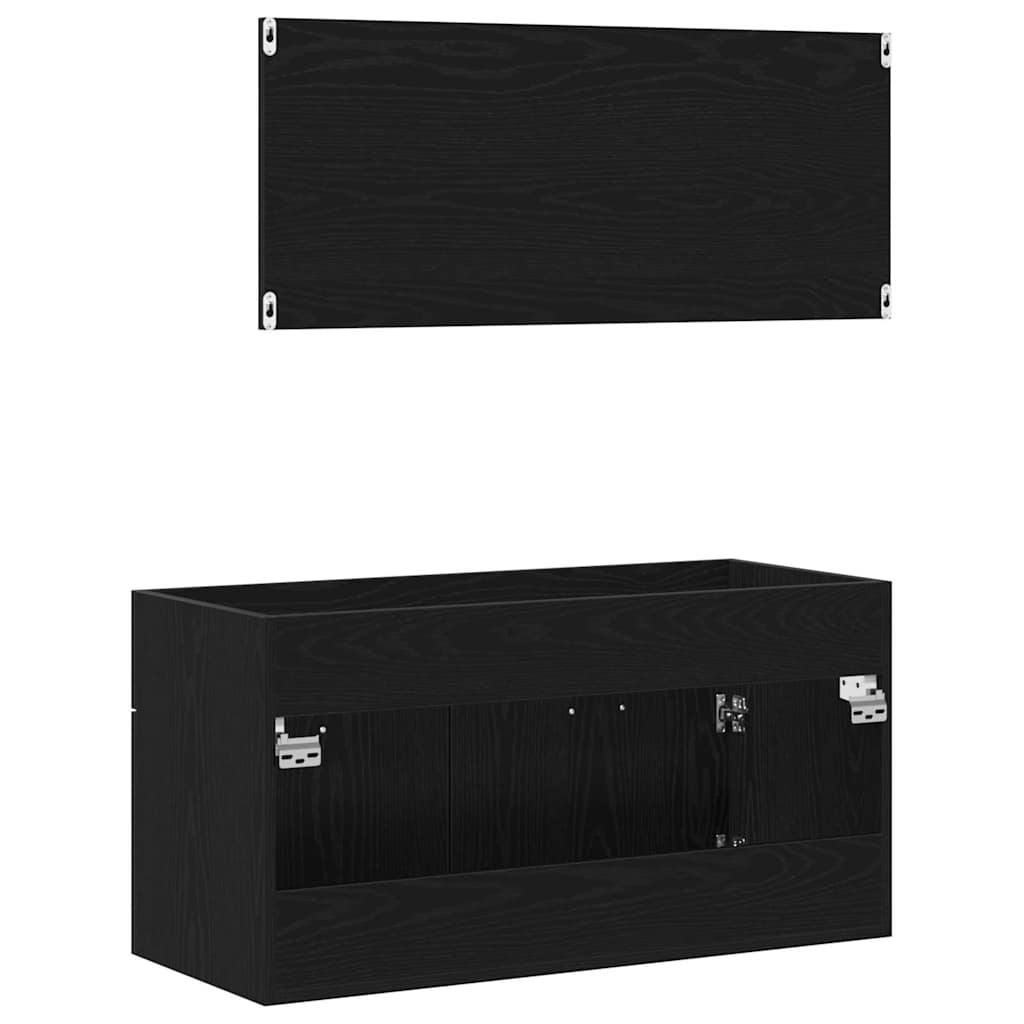 Badezimmermöbel-Set 2 pcs Schwarze Eiche 90 x 38.5 x 46 cm