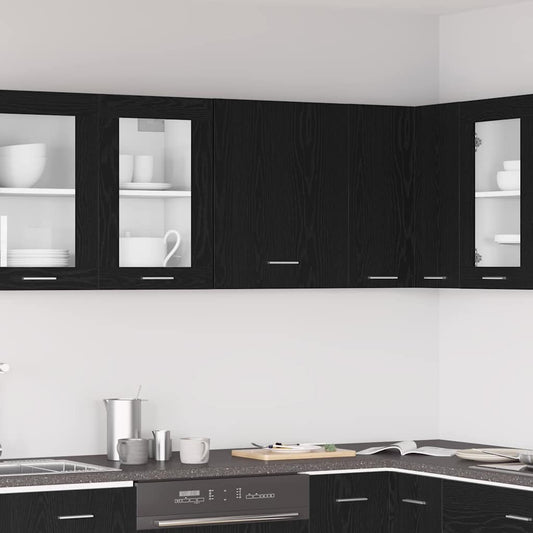 Schwarzer Eichen-Hängeschrank 50x31x60 cm aus Holzwerkstoff