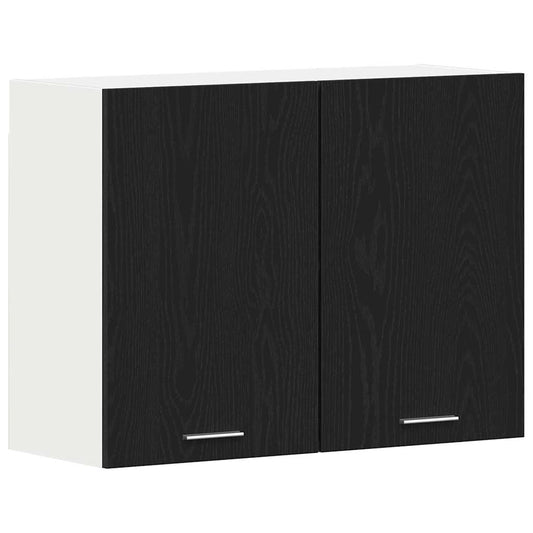 Schwarzer Eichenhängeschrank - 80x31x60 cm - Aus Holzwerkstoff