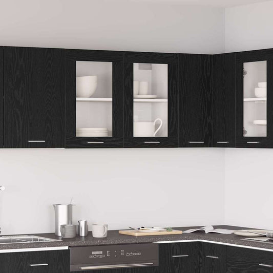 Schwarzer Eichenhängeschrank 80x31x60 cm aus Holzwerkstoff