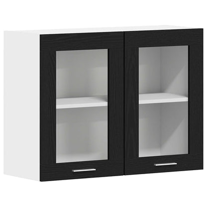 Hängender Glaskasten mit Regal Schwarze Eiche 80 x 31 x 60 cm