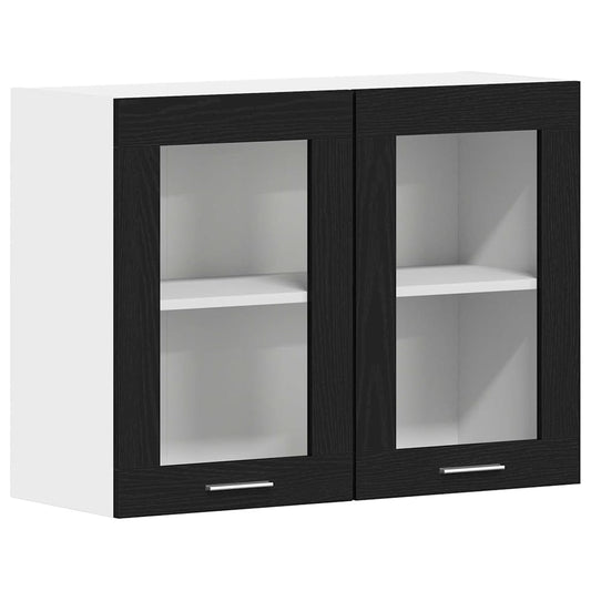 Schwarzer Eichenhängeschrank 80x31x60 cm aus Holzwerkstoff