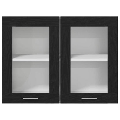 Hängender Glaskasten mit Regal Schwarze Eiche 80 x 31 x 60 cm