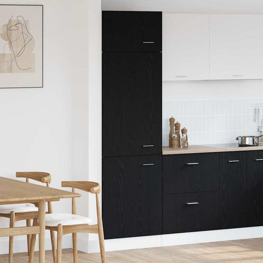 Kühlschrank in Schwarz-Eiche - 60x57x207 cm, aus Holzwerkstoff