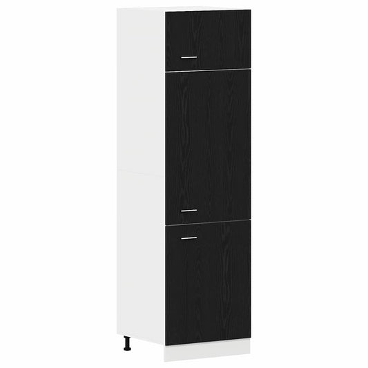 Kühlschrank in Schwarz-Eiche - 60x57x207 cm, aus Holzwerkstoff