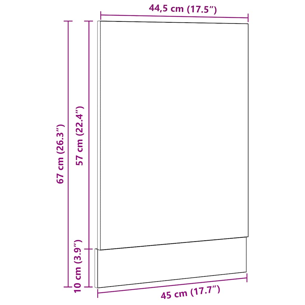 Opvaskemaskine panel sort eg look 45x1,5x67 cm