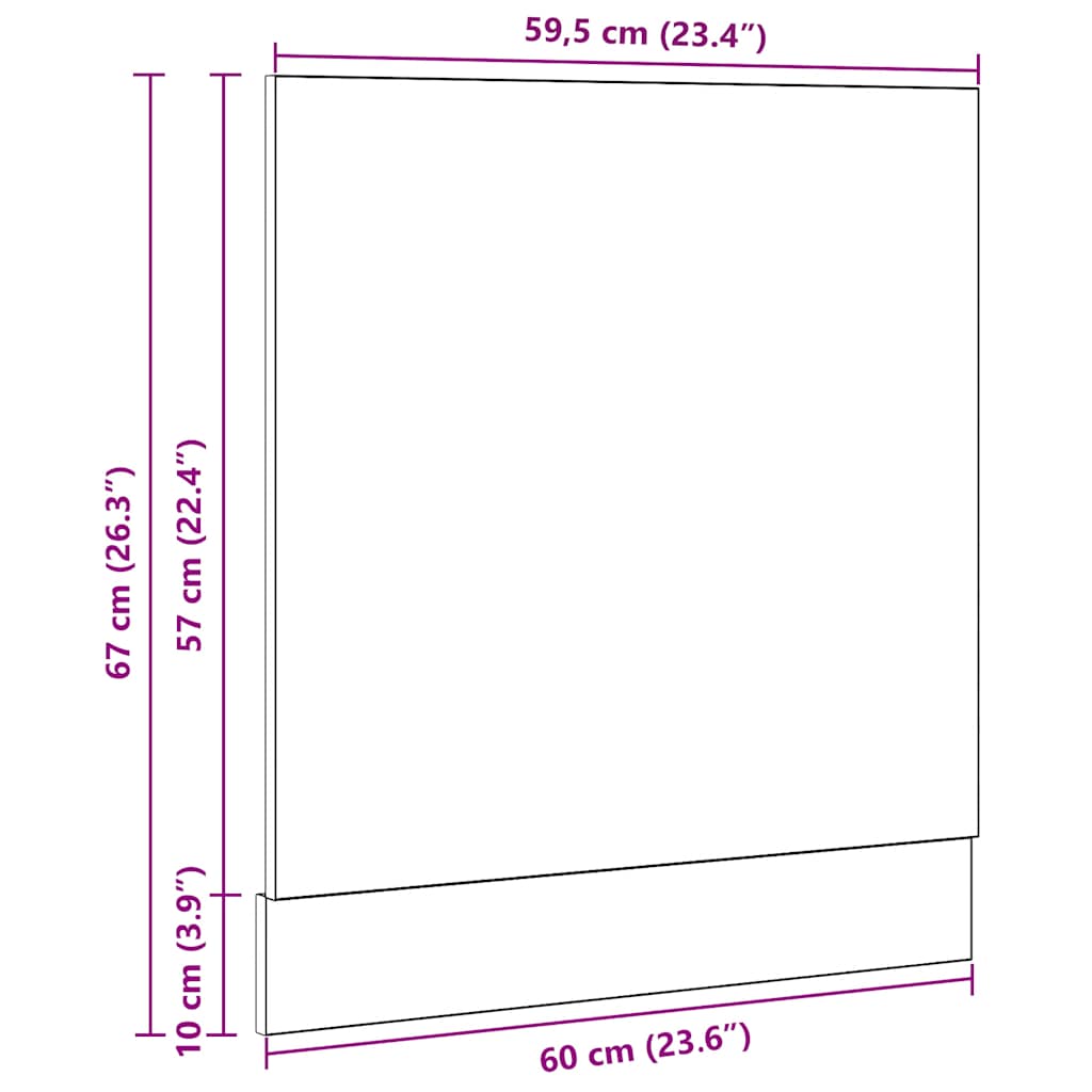 Opvaskemaskine panel sort eg look 60x1,5x67 cm