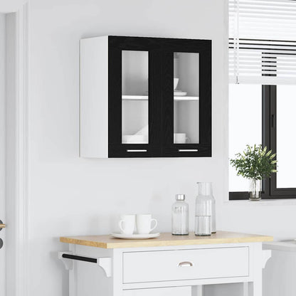 Hängender Glaskasten mit Regal Schwarze Eiche 60 x 31 x 60 cm