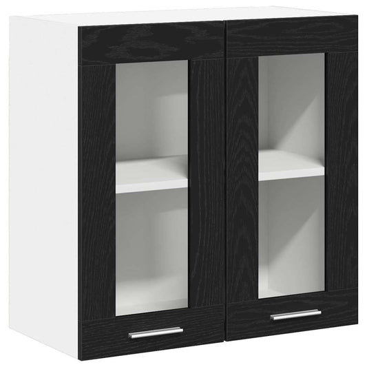 Hängender Glaskasten mit Regal Schwarze Eiche 60 x 31 x 60 cm