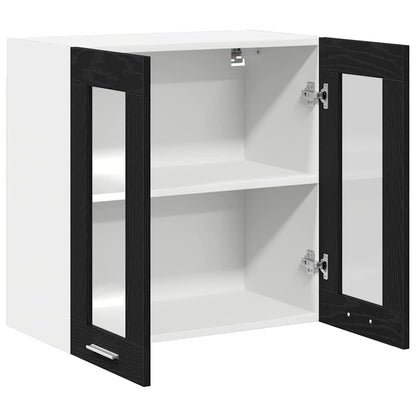 Hängender Glaskasten mit Regal Schwarze Eiche 60 x 31 x 60 cm