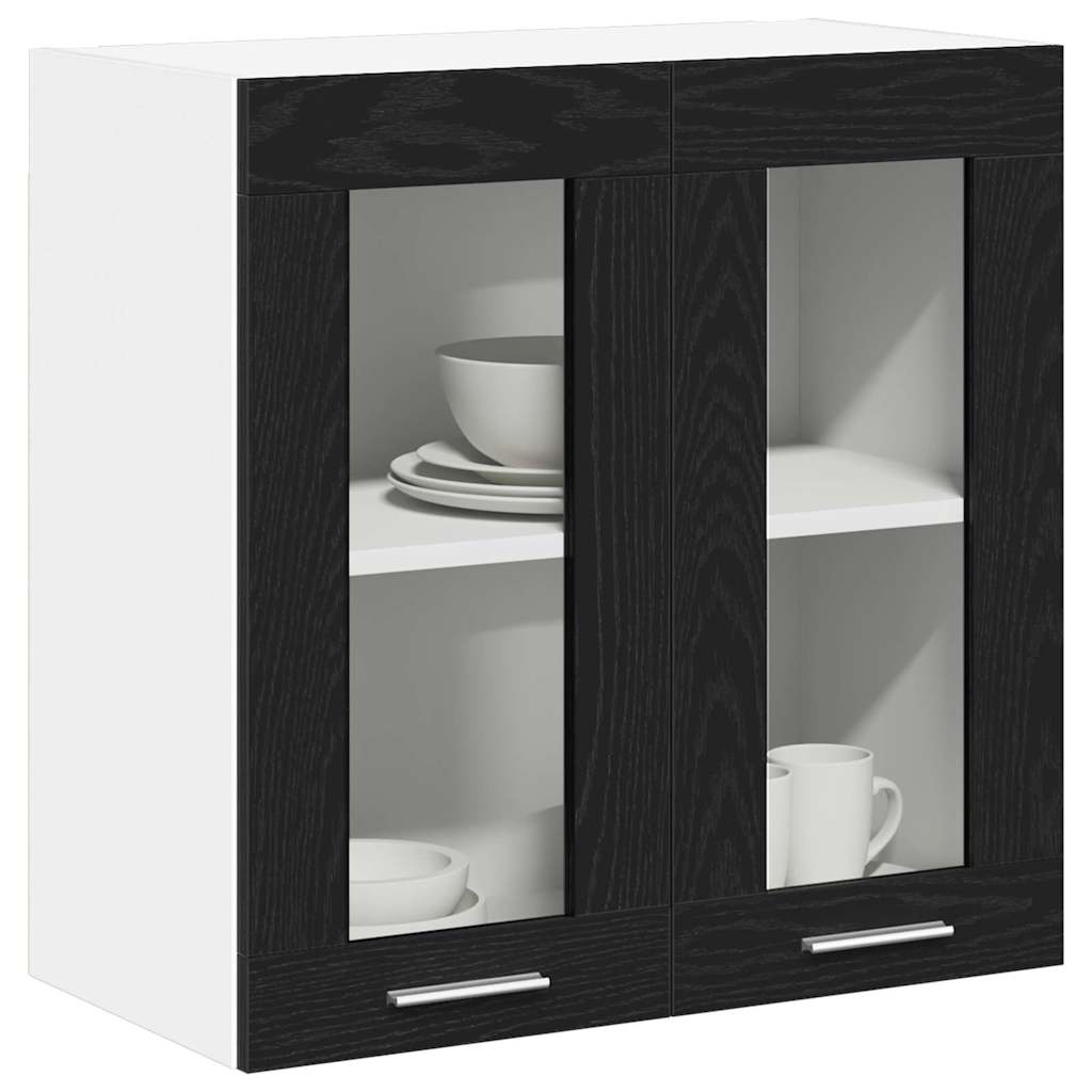 Hängender Glaskasten mit Regal Schwarze Eiche 60 x 31 x 60 cm