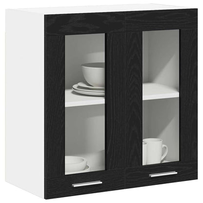 Hängender Glaskasten mit Regal Schwarze Eiche 60 x 31 x 60 cm