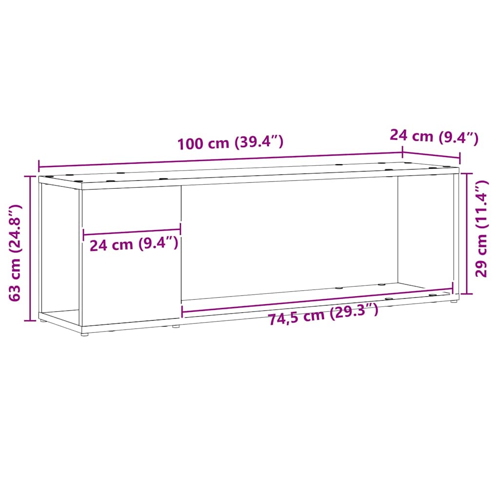 Unterhaltungszentrum Schwarz 100 x 24 x 32 cm Holzwerkstoff