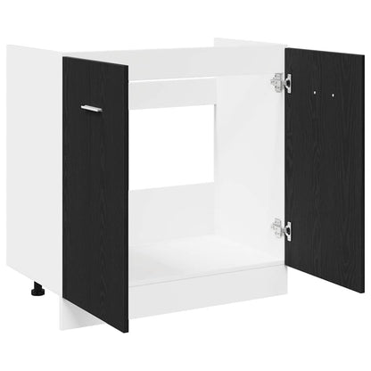 Unterschrank für Spüle Schwarz Eiche 80x46x81,5 cm Holzwerkstoff