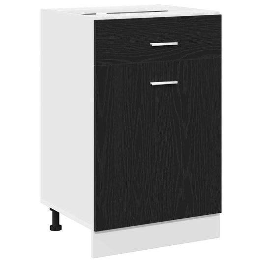 Schwarzer Eichen-Schubladenschrank - 50x46x81.5 cm, aus Holzwerkstoff.