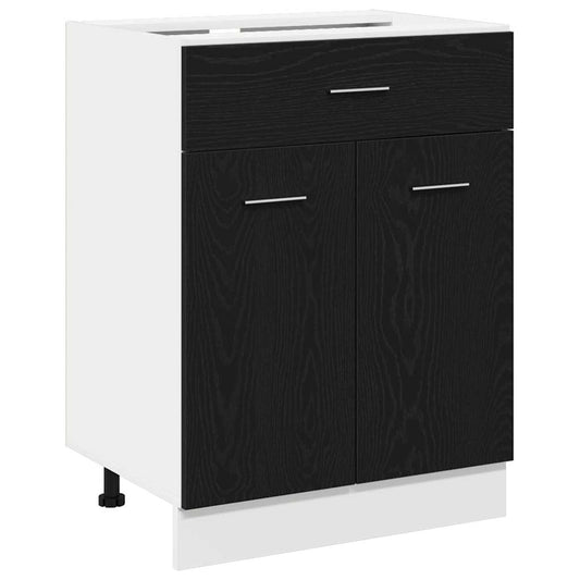 Schwarzer Eichen-Sideboard - 60x46x81,5 cm aus Holzwerkstoff