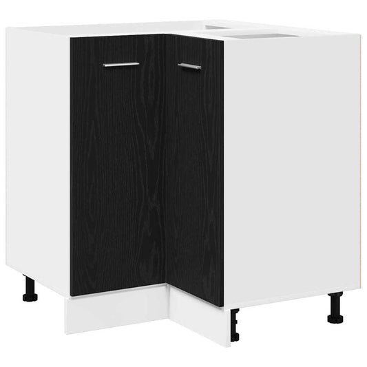 Schwarzer Eichen-Eckunterschrank - 75,5 x 75,5 x 81,5 cm, aus Holzwerkstoff