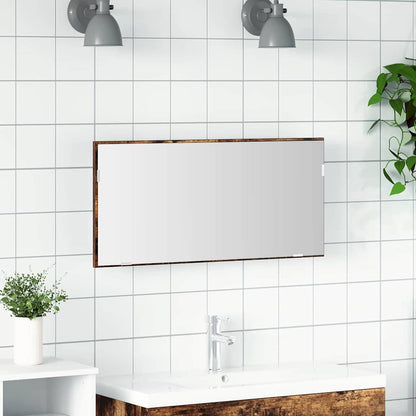 Spiegel Wandmontiert Braun 80 x 37 cm Glas und engineered Holz