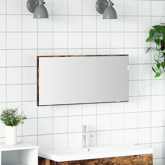 Spiegel Wandmontiert Braun 80 x 37 cm Glas und engineered Holz