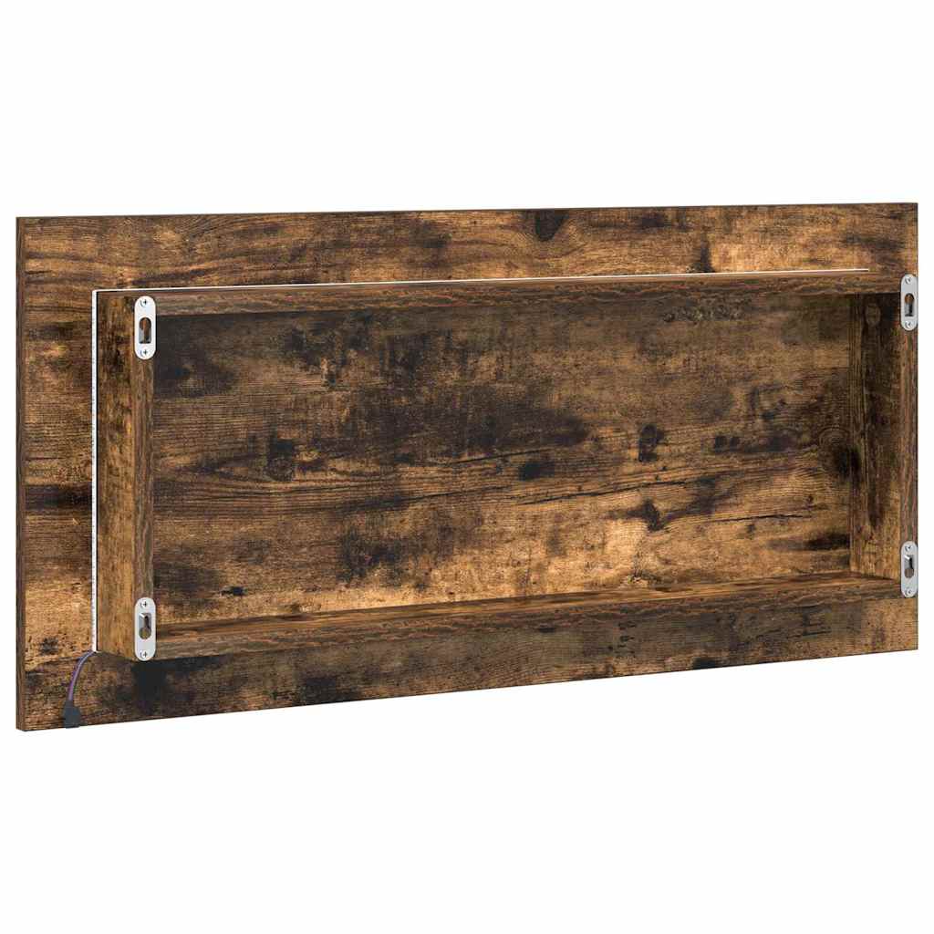 Spiegel Wandmontiert Braun 80 x 37 cm Glas und engineered Holz