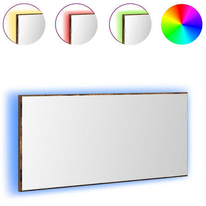 Spiegel Wandmontiert Braun 80 x 37 cm Glas und engineered Holz