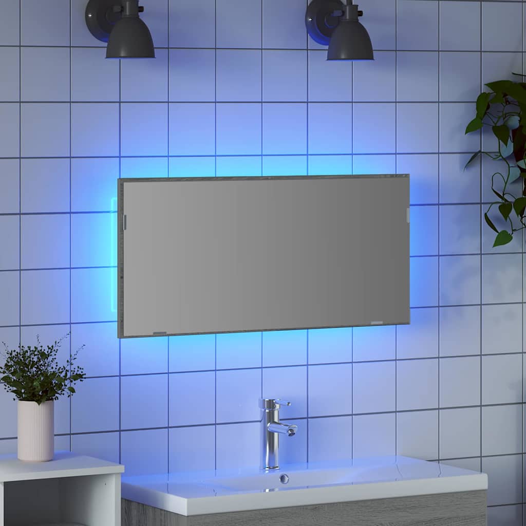 Badezimmer Spiegel mit Spiegel Hochgrau Sonoma 80 x 8,5 x 37 cm