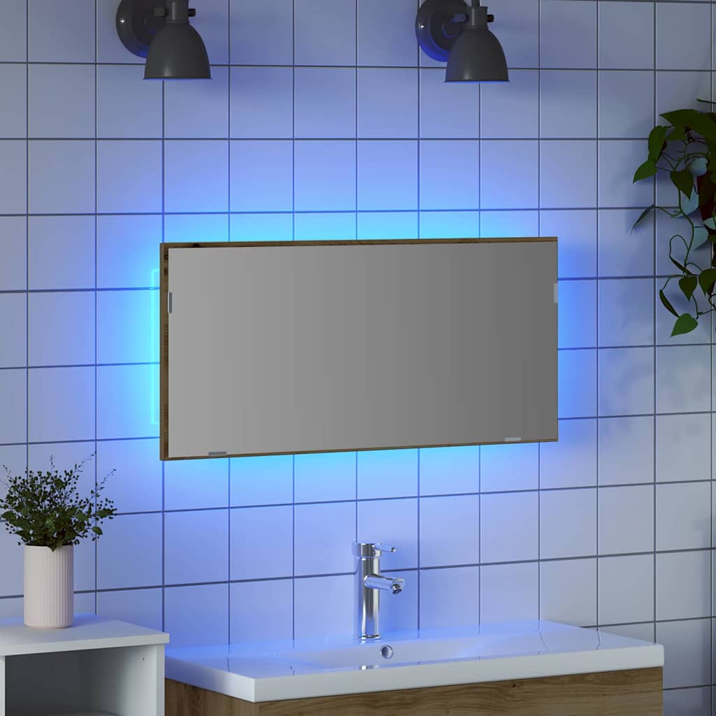 Badezimmer Spiegel Eiche handwerklich 80 x 8,5 x 37 cm