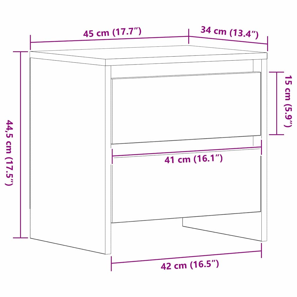 Nachttisch Altholz 45 x 34 x 44.5 cm Holzwerkstoff