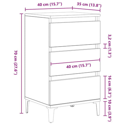 Nachttisch mit Schubladen Altholz 40 x 35 x 70 cm Holzwerkstoff