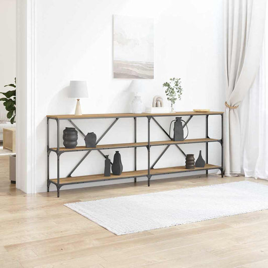 Konsolentisch mit Regal Eiche handwerklich 200 x 30 x 75 cm